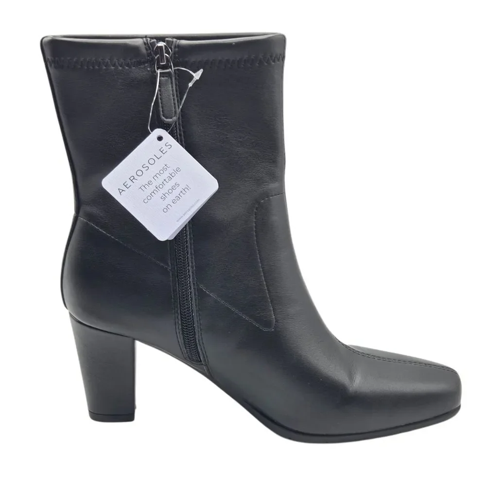 Aerosoles‎ Women's Cinnamon Heeled Tailored Booties Black Size 9.5 Ankle Boots
